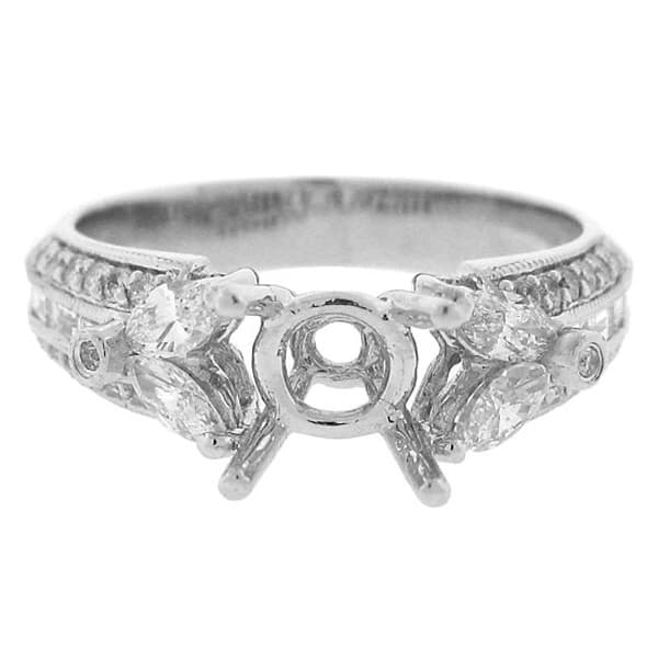 0.82ct 18k White Gold Diamond Semi-mount Ring