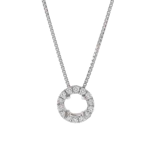 0.09ct 14k White Gold Diamond Semi-mount Pendant Necklace