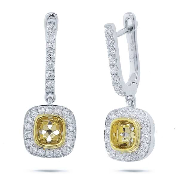 0.53ct 14k Two-tone Diamond Semi-mount Earrings