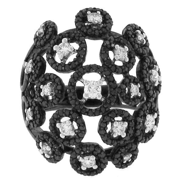 1.40ct 14k Black Rhodium Black & White Diamond Ring