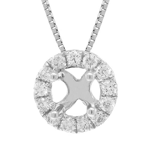 0.20ct 14k White Gold Diamond Semi-mount Pendant Necklace