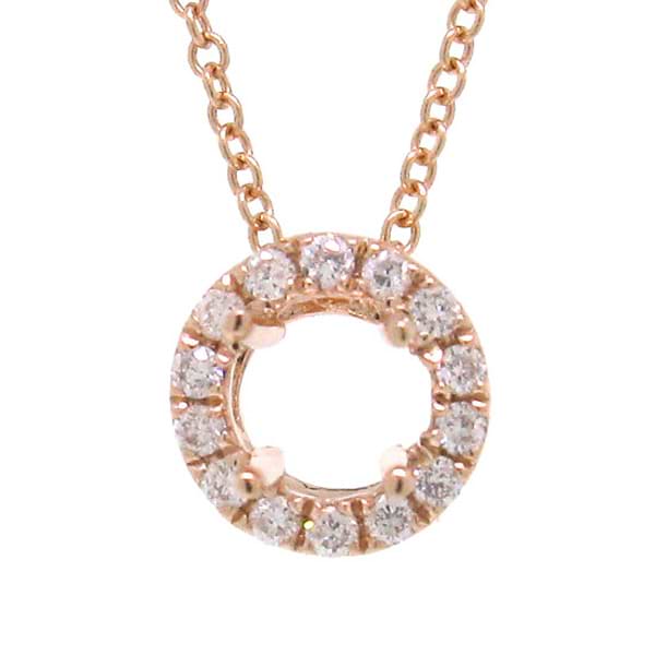 0.09ct 14k Rose Gold Diamond Semi-mount Pendant Necklace