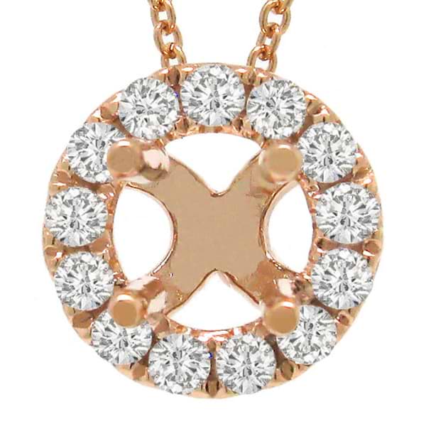 0.20ct 14k Rose Gold Diamond Semi-mount Pendant Necklace