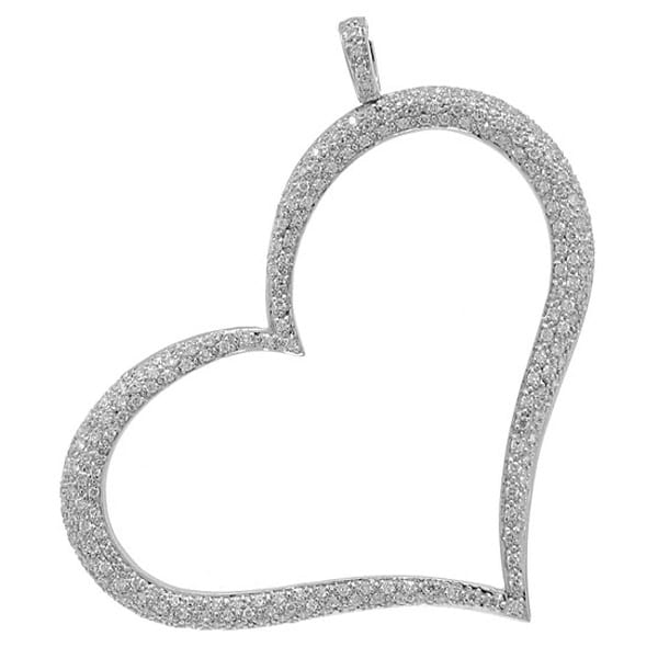 1.60ct 14k White Gold Diamond Heart Pendant Necklace