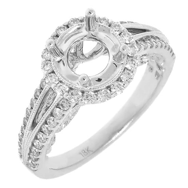 0.47ct 18k White Gold Diamond Semi-mount Ring