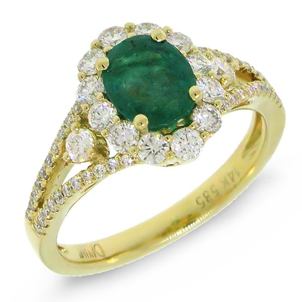 0.72ct Diamond & 1.17ct Emerald 14k Yellow Gold Ring