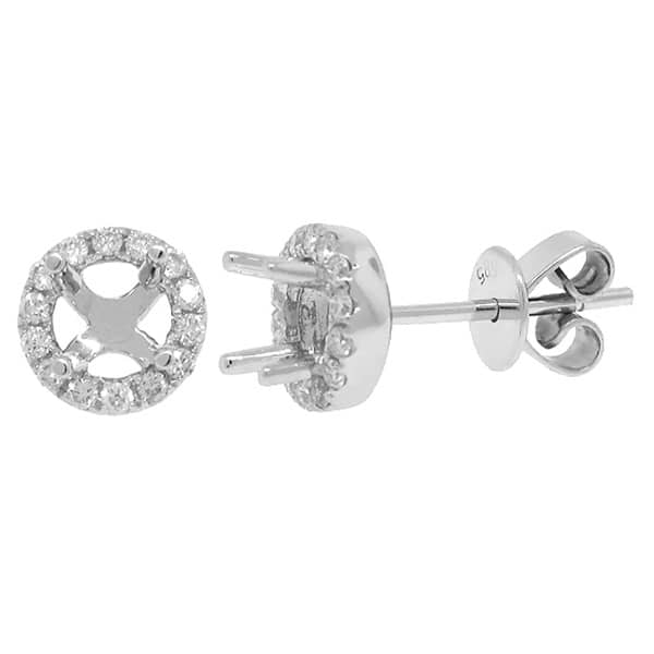0.21ct 14k White Gold Diamond Semi-mount Earrings For 0.30ct Center
