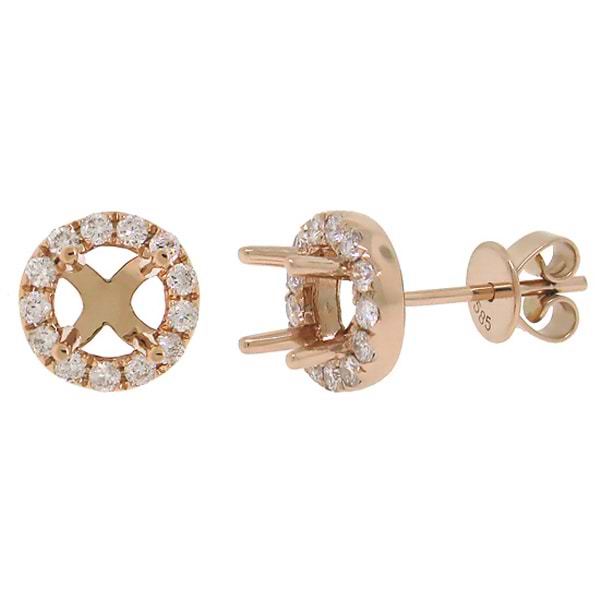 0.40ct 14k Rose Gold Diamond Semi-mount Earrings