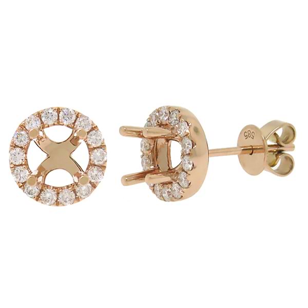 0.43ct 14k Rose Gold Diamond Semi-mount Earrings