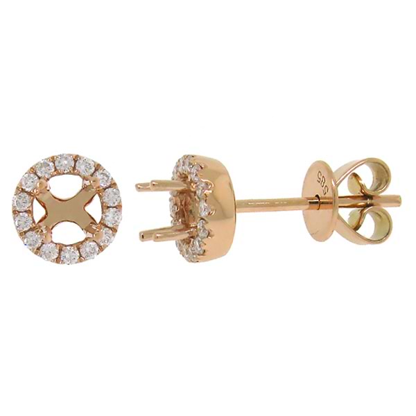 0.20ct 14k Rose Gold Diamond Semi-mount Earrings