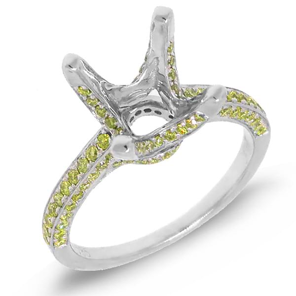 0.73ct 14k White Gold Natural Yellow Diamond Semi-mount Ring