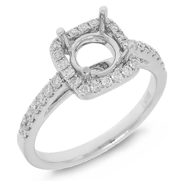 0.37ct 14k White Gold Diamond Semi-mount Ring for 1.00ct Center