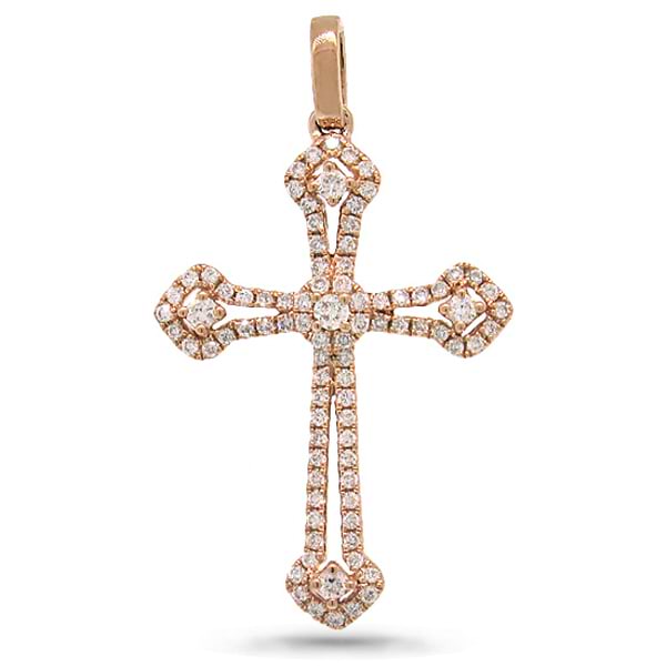 0.30ct 14k Rose Gold Diamond Cross Pendant Necklace