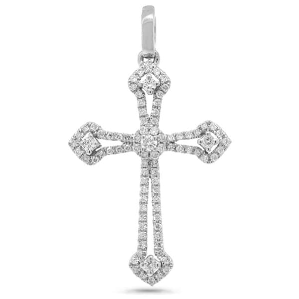 0.30ct 14k White Gold Diamond Cross Pendant Necklace
