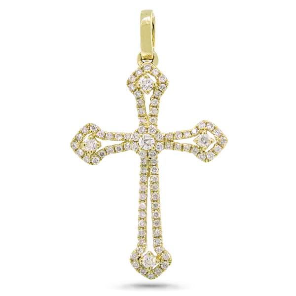 0.30ct 14k Yellow Gold Diamond Cross Pendant Necklace
