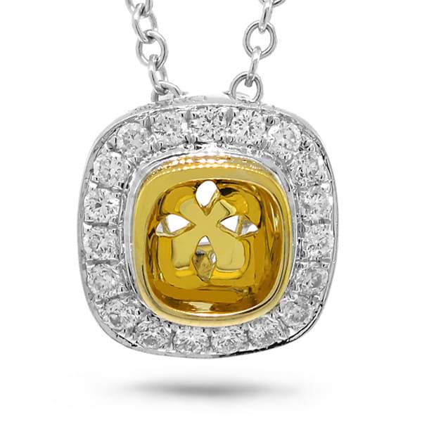 0.17ct 14k Two-tone Gold Diamond Semi-mount Pendant Necklace