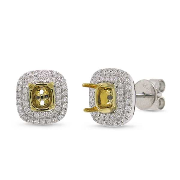 0.31ct 18k Two-tone Gold Diamond Semi-mount Earrings