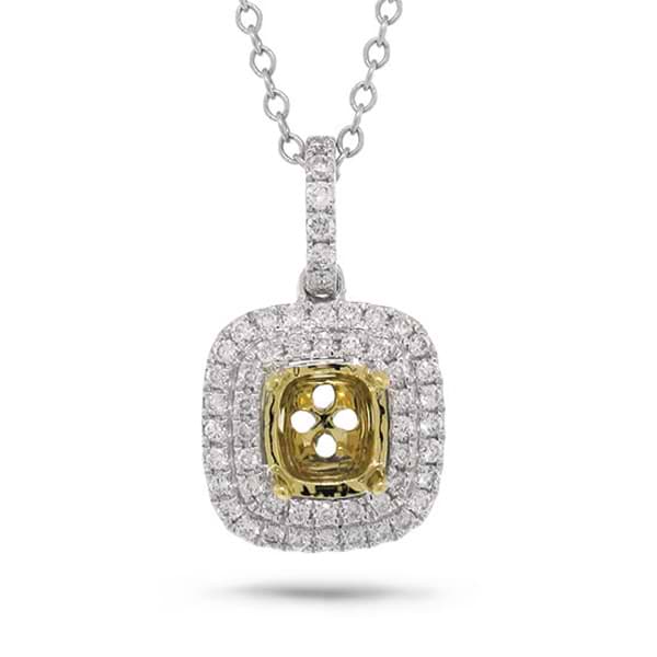 0.28ct 18k Two-tone Gold Diamond Semi-mount Pendant Necklace