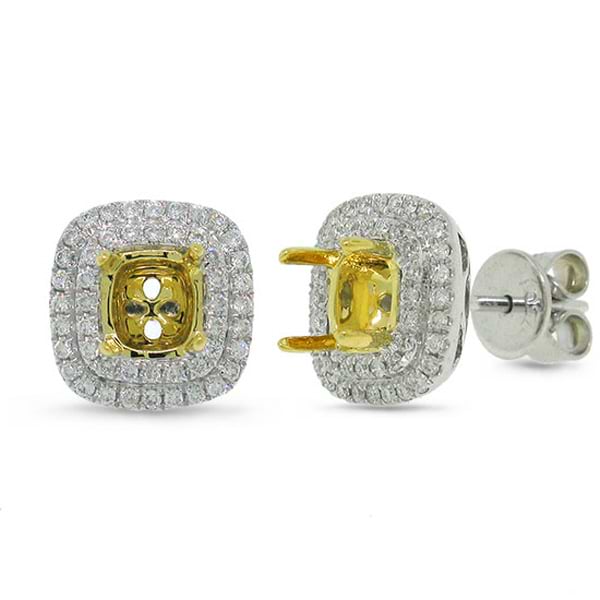 0.33ct 18k Two-tone Gold Diamond Semi-mount Earrings