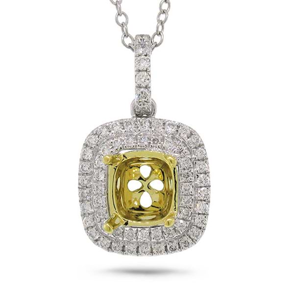 0.31ct 18k Two-tone Gold Diamond Semi-mount Pendant Necklace