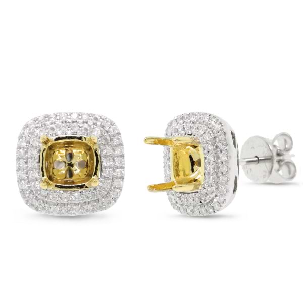 0.36ct 18k Two-tone Gold Diamond Semi-mount Earrings