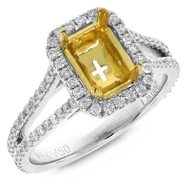 0.64ct 18k Two-tone Gold Diamond Semi-mount Ring