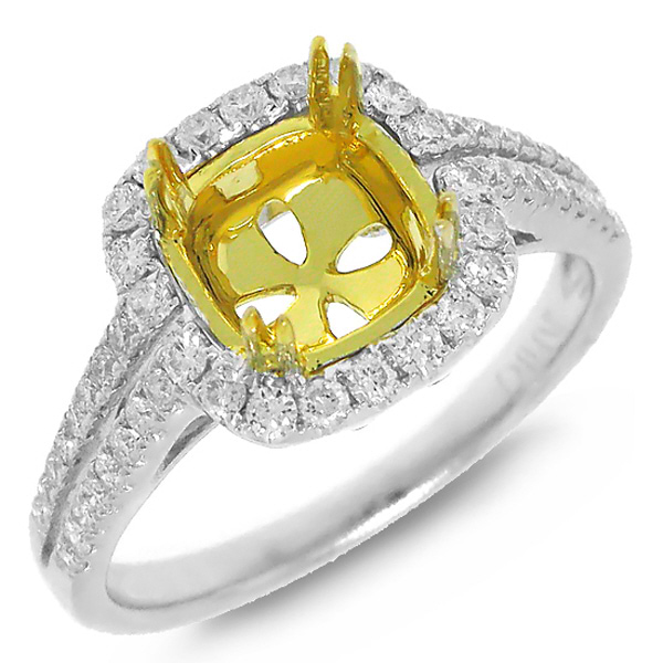 0.49ct 18k Two-tone Gold Diamond Semi-mount Ring