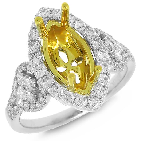 0.80ct 18k Two-tone Gold Diamond Semi-mount Ring