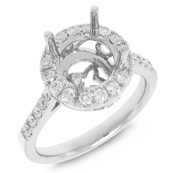 0.53ct 14k White Gold Diamond Semi-mount Ring for 2.00ct Center