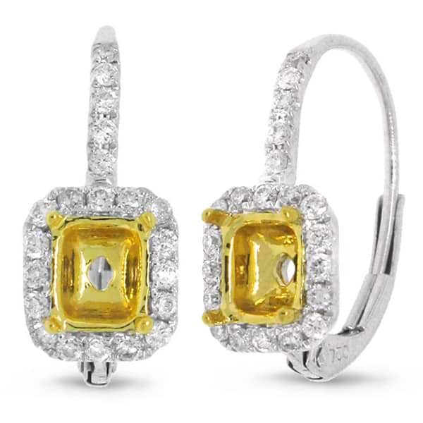 0.40ct 18k Two-tone Gold Diamond Semi-mount Earrings
