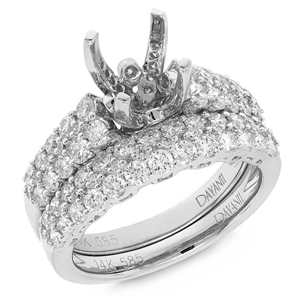 1.79ct 14k White Gold Diamond Semi-mount Ring 2-pc