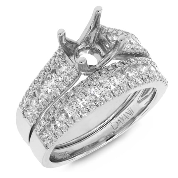 1.32ct 14k White Gold Diamond Semi-mount Ring 2-pc