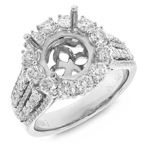 1.53ct 18k White Gold Diamond Semi-mount Ring