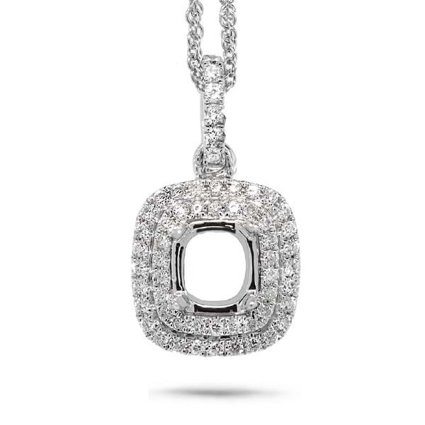 0.23ct 14k White Gold Diamond Semi-mount Pendant Necklace