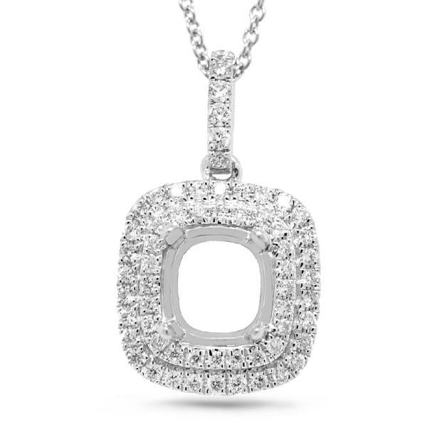 0.31ct 14k White Gold Diamond Semi-mount Pendant Necklace