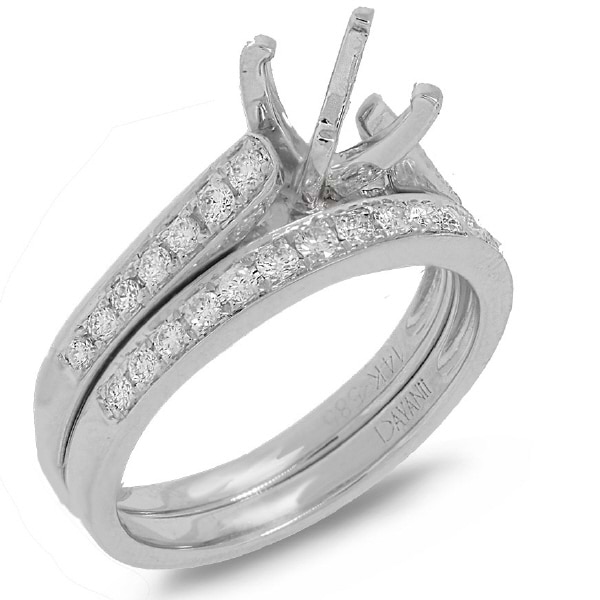 0.76ct 14k White Gold Diamond Semi-mount Ring 2-pc