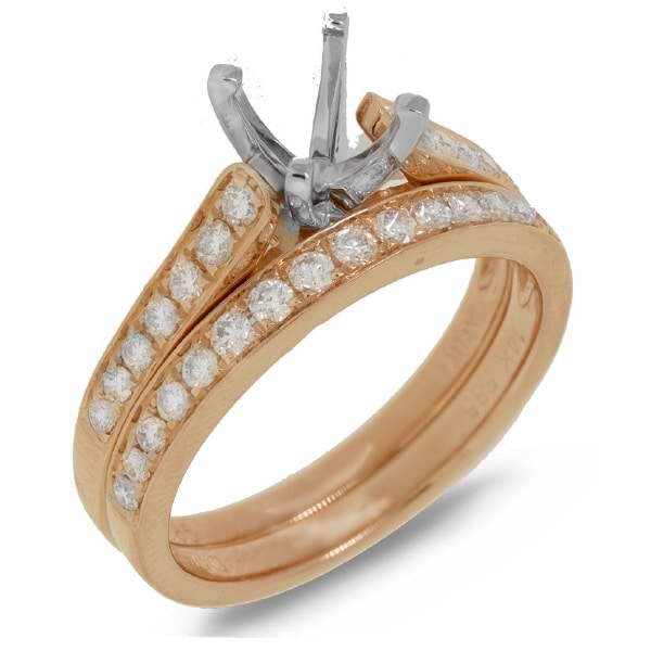 0.48ct 14k Rose Gold Diamond Semi-mount Ring 2-pc