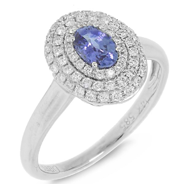 0.36ct Diamond & 0.55ct Blue Sapphire 14k White Gold Ring
