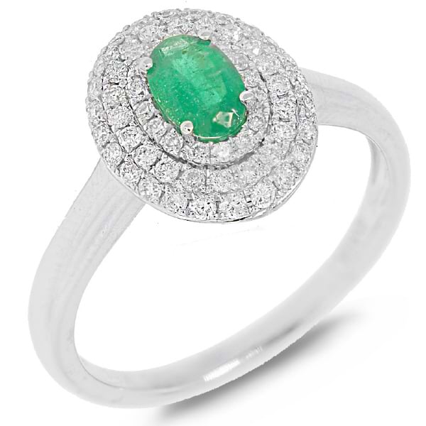 0.36ct Diamond & 0.37ct Emerald 14k White Gold Ring