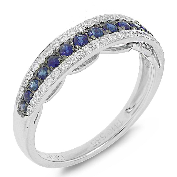 0.21ct Diamond & 0.37ct Blue Sapphire 14k White Gold Ring
