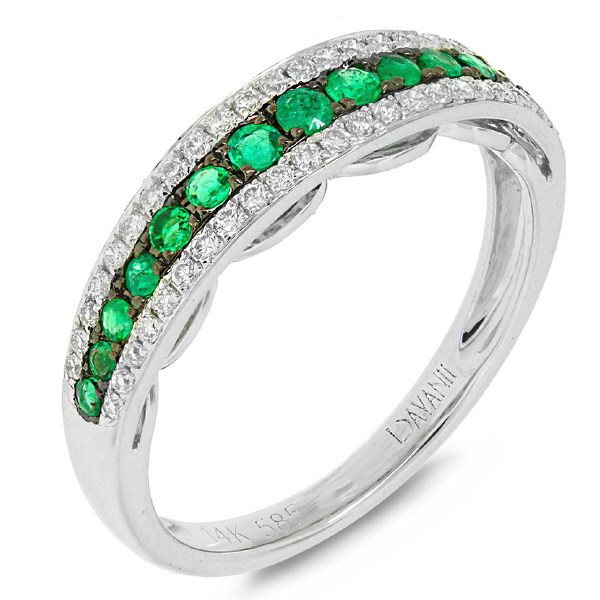 0.21ct Diamond & 0.30ct Emerald 14k White Gold Ring