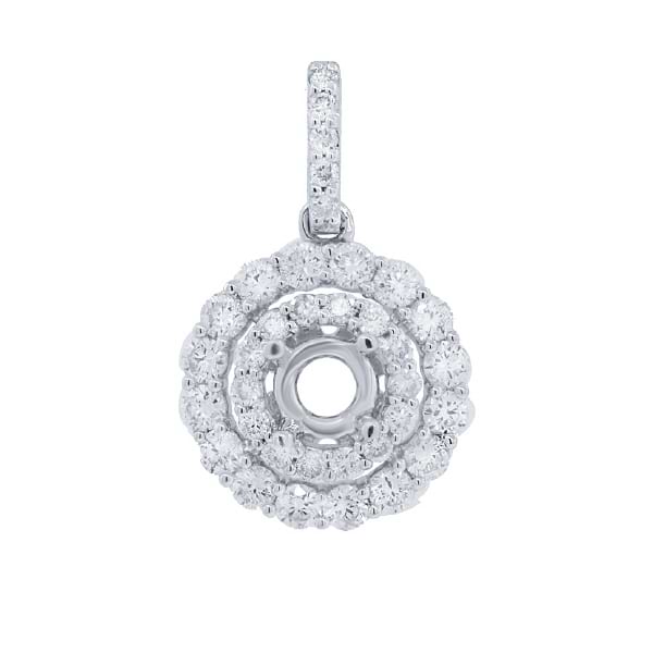0.70ct 14k White Gold Diamond Semi-mount Pendant Necklace