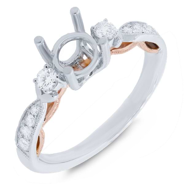 0.34ct 14k Two-tone Rose Gold Diamond Semi-mount Ring