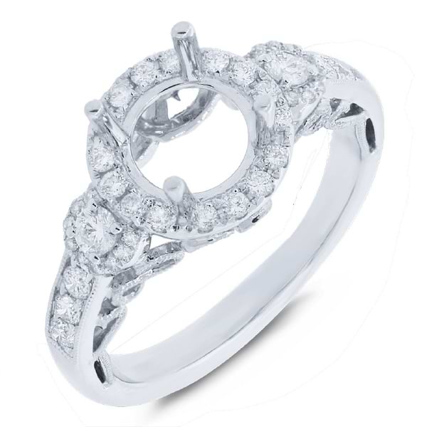 0.52ct 14k White Gold Diamond Semi-mount Ring for 1.25ct Center