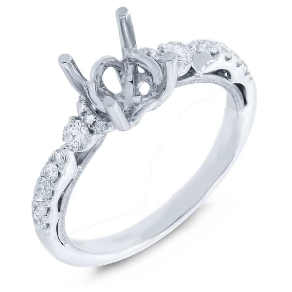 0.34ct 14k White Gold Diamond Semi-mount Ring for 1.00ct Center