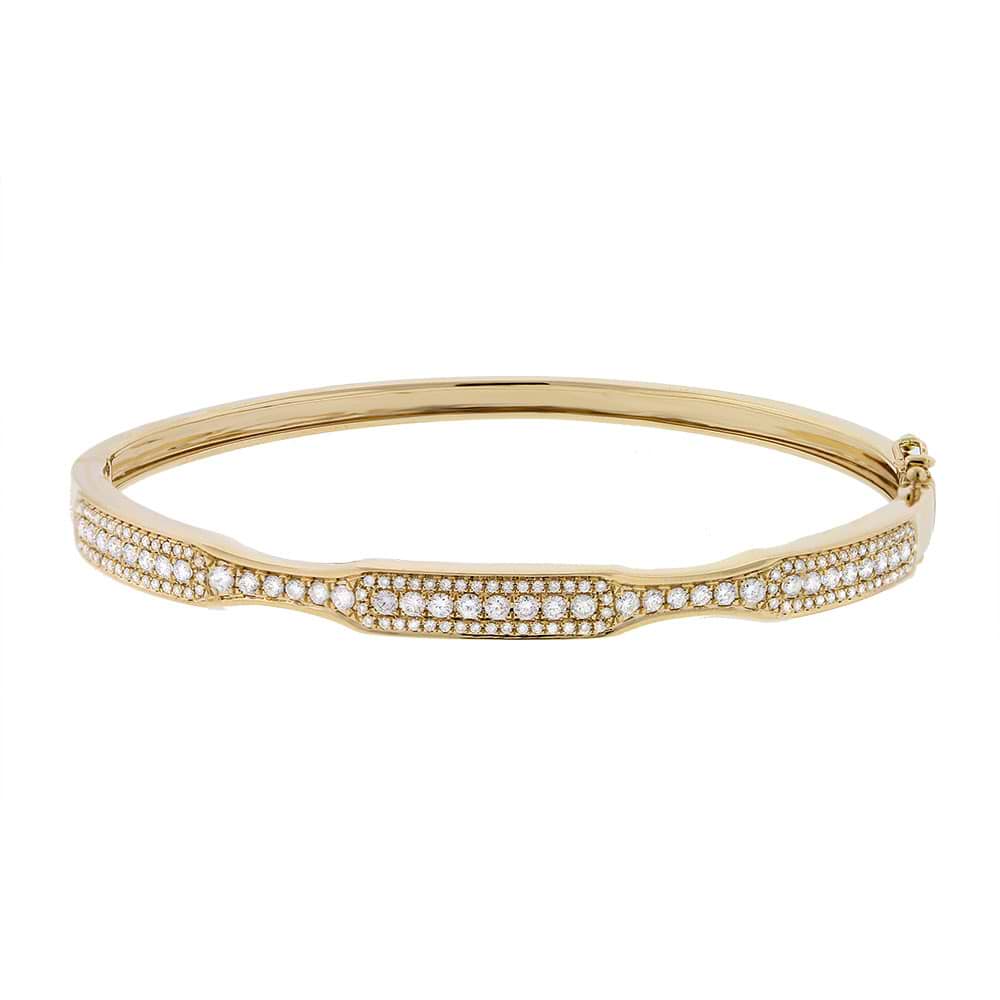 0.93ct 14k Yellow Gold Diamond Bangle Bracelet