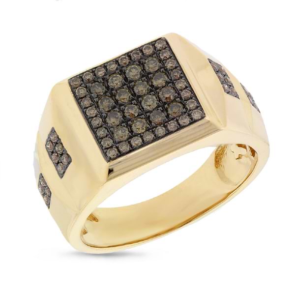 0.74ct 14k Yellow Gold Champagne Diamond Men's Ring