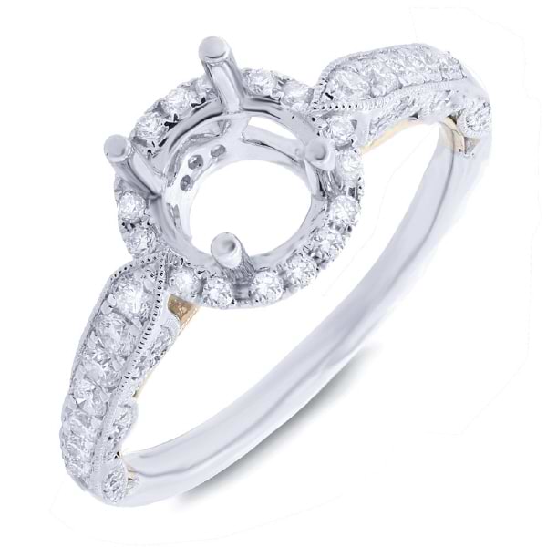 0.62ct 14k Two-tone Gold Diamond Semi-mount Ring