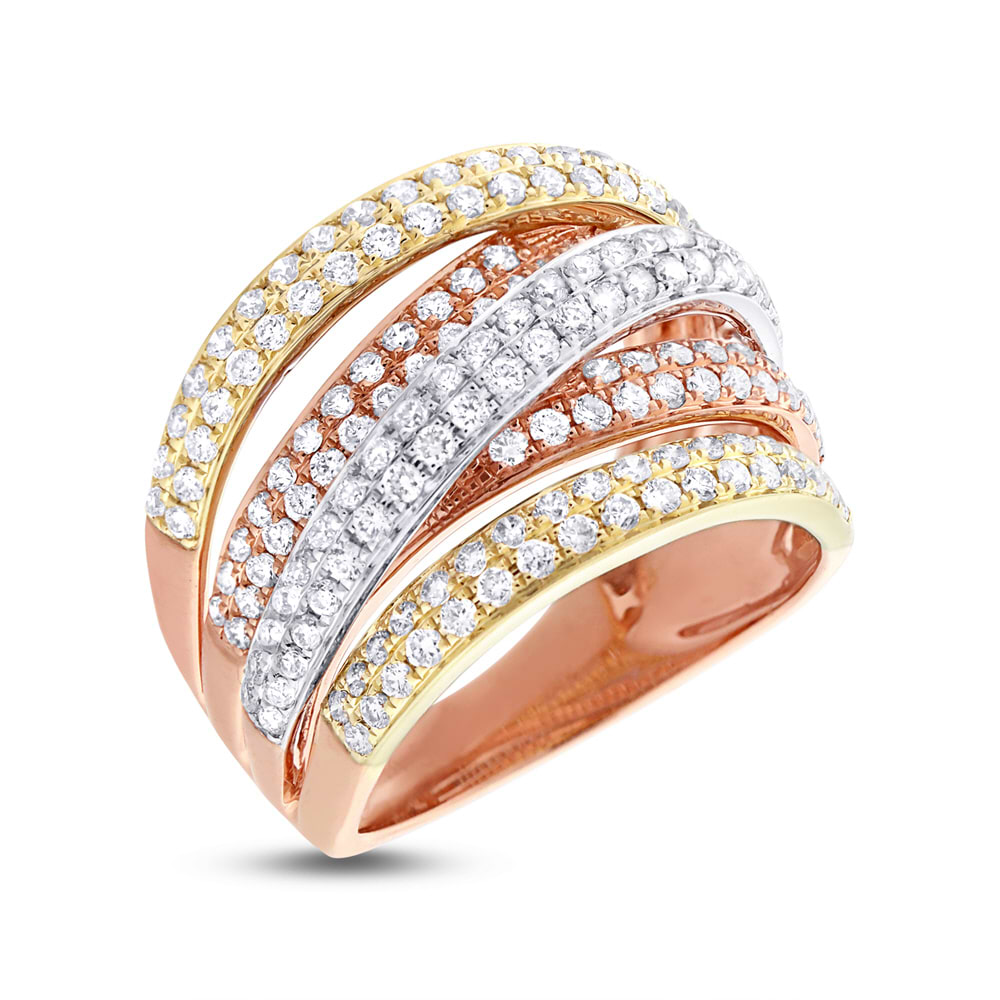 1.51ct 14k Three-tone Gold Diamond Bridge Ring