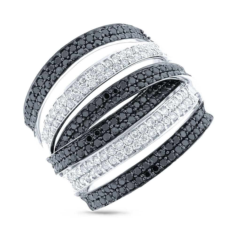 1.65ct 14k White Gold Black & White Diamond Lady's Ring